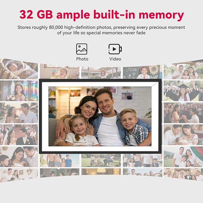 Battery Powered Digital Picture Frame UHALE,10.1" 1920x1080 HD IPS Touchscreen, Cordless Photo Frame with Auto-Rotate, Share Photos & Videos, 32GB Memory, Ideal Gift for Family