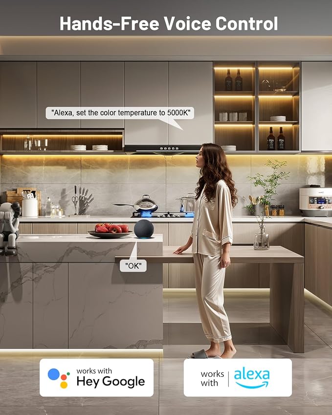 COB LED Strip Lights 32.8ft, Dimmable White CCT Tunable 2300K-6500K, DC 24V High Lumen Cuttable LED Tape Light, 6080 LED 48W CRI 90, APP Remote Control, Music Mode, For Home DIY, Living Room, Bedroom