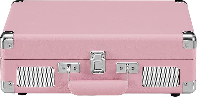 Crosley CR8005E-BH Cruiser Plus Vintage 3-Speed Bluetooth in/Out Suitcase Vinyl Record Player Turntable, Blush