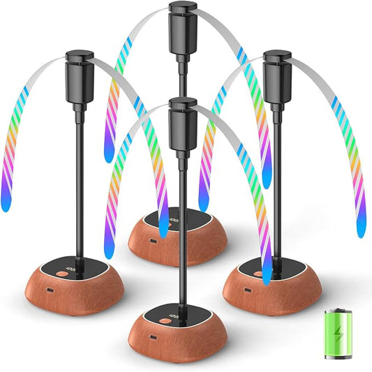 Edvision Rechargeable Fly Fans for Tables, Portable Outdoor Food Fans to Keep Fly Away, Table Fan with LED Display, 360° Flexible Fly Spinners for Table, Party, Picnic, BBQ and Party 4Pack (Walnut)