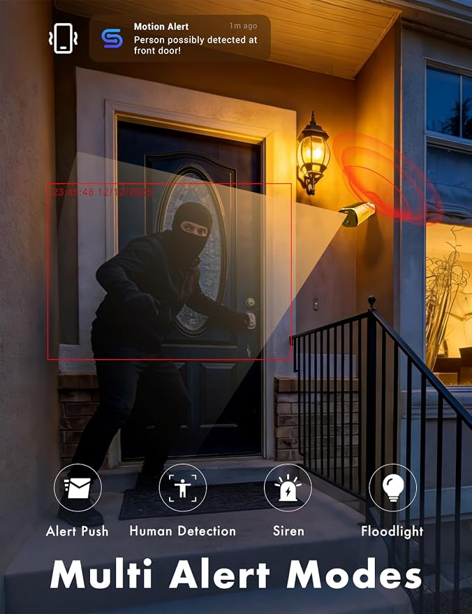 Solar Security Cameras Wireless Outdoor,AI Motion Detection, Color Night Vision 2K/3MP Battery Powered Camera with Integrated Solar Panel, 2-Way Audio, IP65 Waterproof,2 Packs.