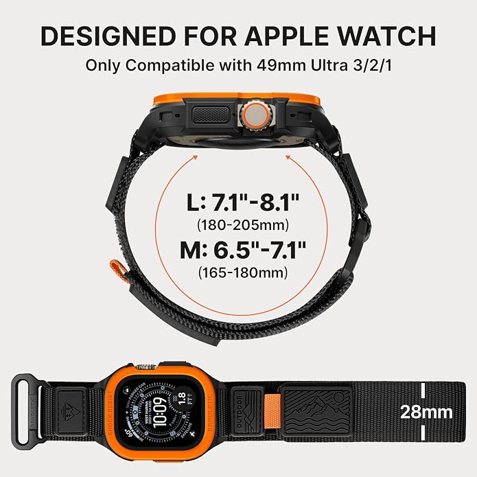 Bandletic Rugged Case with Band Compatible with Apple Watch 49mm(Ultra 3/2/1),46mm(Series 11/10), 45mm(Seriess 9/8/7),44mm(SE3/SE2/SE/6/5/4), Protective Cover Sport Accessories for iWatch Men