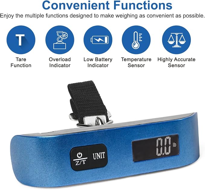 travel inspira Luggage Scale, Travel Essentials, Portable Digital Hanging Baggage Scale for Travel, Suitcase Weight Scale