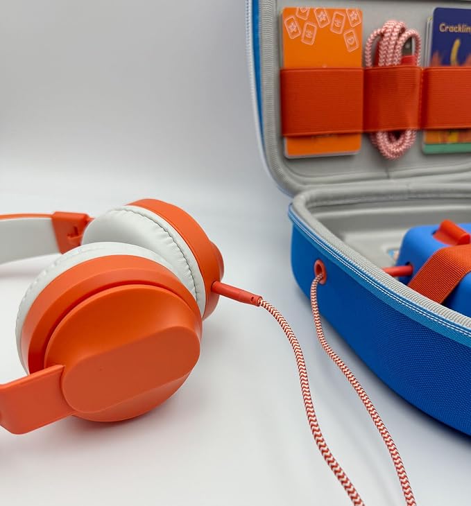 Silicone Cover and Travel Case Compatible with Yoto Mini with Headphones, Hard Carrying Case with Shoulder Strap and Adventure Jacket Accessories Set for Yoto Mini, Royal Blue