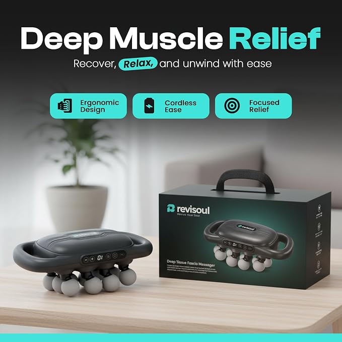 16 Head Massage Gun Deep Tissue Percussion Massager with Red Light Therapy | Multi Head Massager Gun for Muscle Recovery Back Pain Relief | Professional Full Body Massager 9 Modes & 30 Intensities