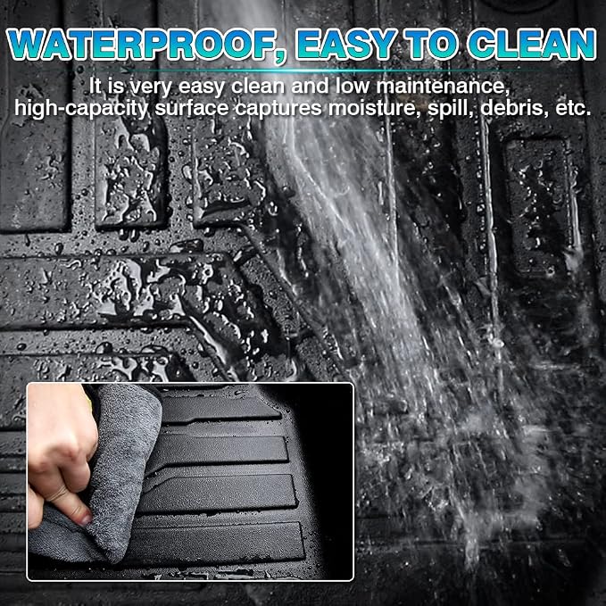 T TGBROS Floor Mats Custom Fit for 2007-2011 Toyota Tundra Accessories All Weather Protection TPE 2 Rows Floor Liners Set Non-Slip Black