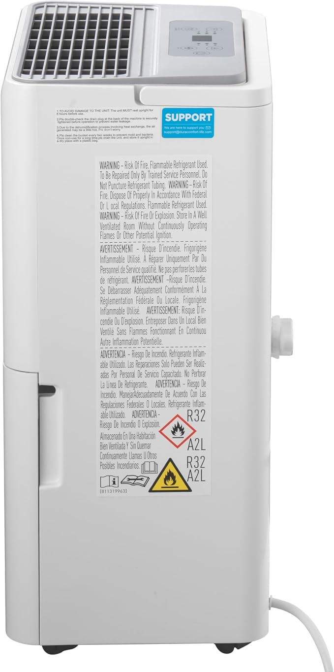 DuraComfort 25Pint Dehumidifier for Basement up to 2500 Sq.Ft, Energy Star Dehumidifier for Home, Portable Dehumidifier with Drain Hose, Humidity Control, Auto Defrost, Auto Shut Off, 24H Timer