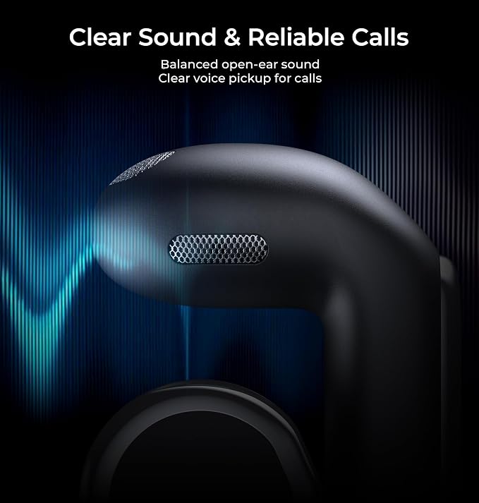 LC-dolida Open-Ear Wireless Earbuds with Smart LED Display Case, Clip On Earbuds All-Day Comfort & Situational Awareness, Case Control for Volume, EQ, Music, Find My Earbuds & Camera, Timer (Black)