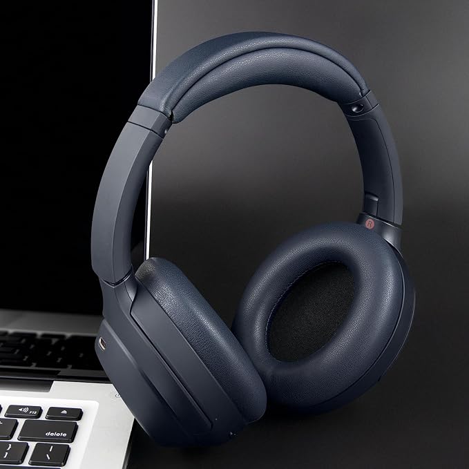 SOULWIT Ear Pads Cushions + Headband, Replacement Kit for Sony WH-1000XM4 (WH1000XM4) Over-Ear Headphones, Replacement Headstrap Pad & Earpads Repair Part - Navy Blue