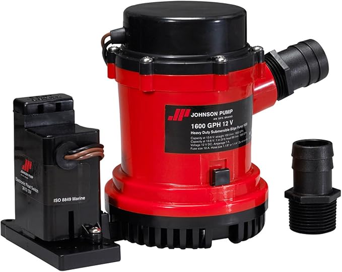 Johnson Pumps 01604-00 1600 GPH Heavy Duty Automatic Bilge Pump with Electromagnetic Switch, 12V