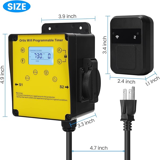 WiFi Above Ground Pool Timer Switch - Ortis Smart Pool Timer with Smart Life App Control, Dual Outlet, Realize Switch and Timing on Your Phone, for Swimming Pools Filters Pumps & Landscape Lights