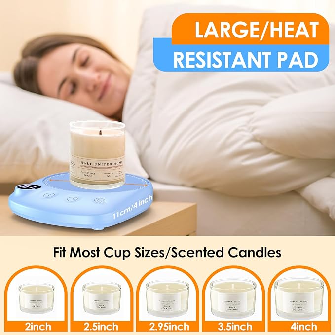 Coffee Mug Warmer - Fastest Heating & Highest Temperature, Coffee Cup Warmer for Desk Auto Shut Off, 4 Temp Settings & 1-12H Timer, Smart Electric Beverage Warmer for Coffee, Tea (Blue)