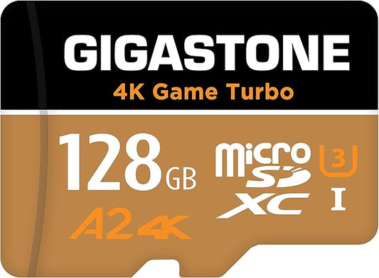 【For Switch 1 Only】GIGASTONE 128GB Micro SD Card, 4K UHD Game Turbo, MicroSDXC Memory Card for Nintendo-Switch 1, R/W 100/50 MB/s, Action Camera, A2 V30, UHS-I U3, C10【5-Years Data Recovery】