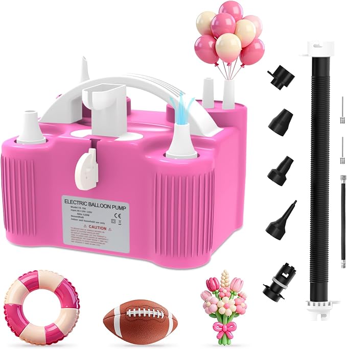4-in-1 Balloon Pump Electric Balloon Pump Inflador De Globos Electrica Sports Balls Pump for All Balloons Latex Foil 260q Mylar Balloon, Air Cushion Pool Float Yoga Ball Inflator Balloon Machine