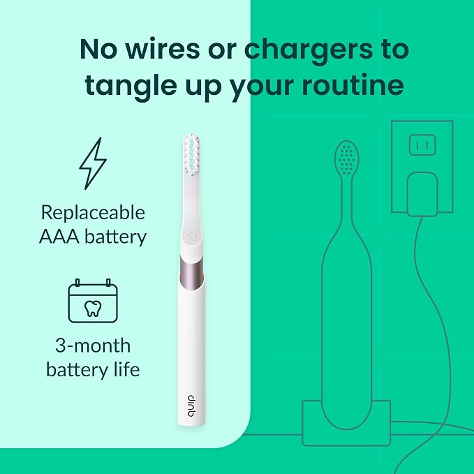 Quip Metal Sonic Electric Toothbrush for Adults - Time Travel & Soft Bristles with Travel Case & Replacement Brush Head - 3 Month Battery Life, Dusk Plum