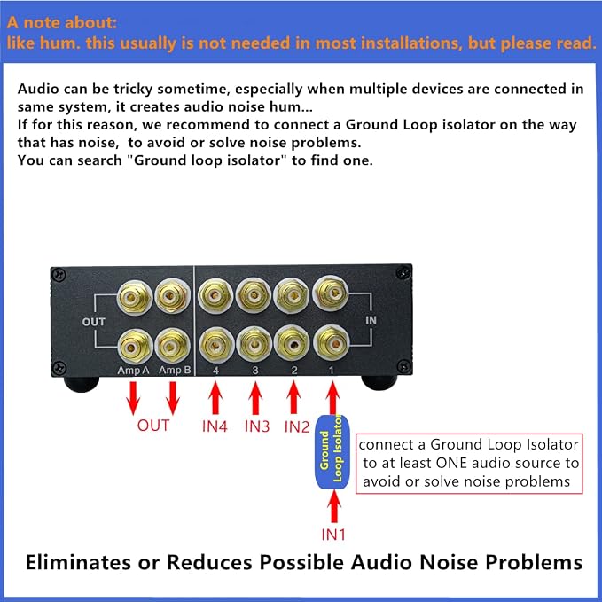 ST42 4-Way RCA Audio Switch Source Signal Input switcher selector Splitter Box (4 in 2 Out)