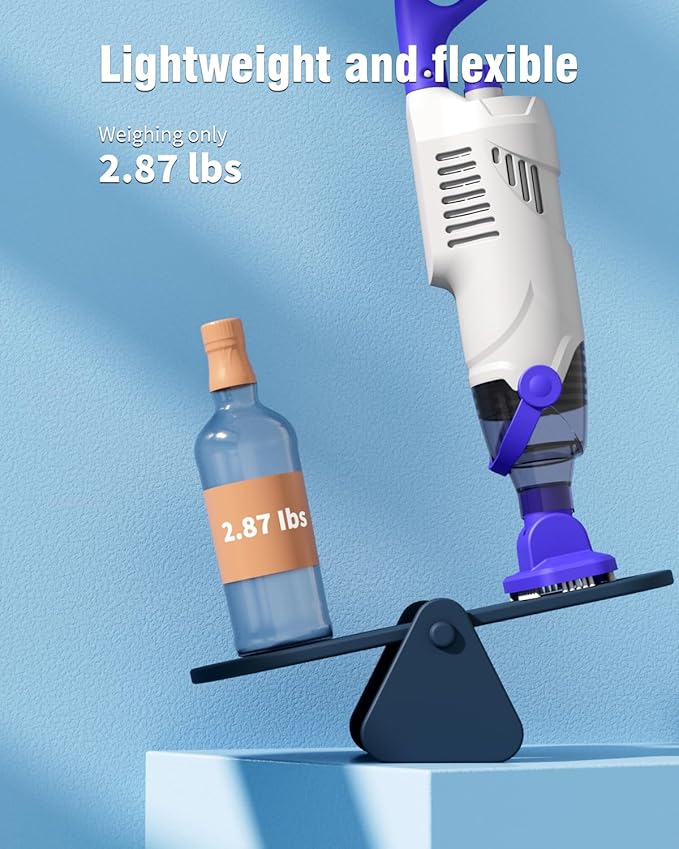 (2026 Upgrade) Little Shark Cordless Pool Vacuum, 60W Motor, 18 GPM Strong Suction, 5000mAh Battery, 60-Min Runtime, Compact Lightweight Handheld Pool Cleaner for Above Ground Pools & Hot Tubs