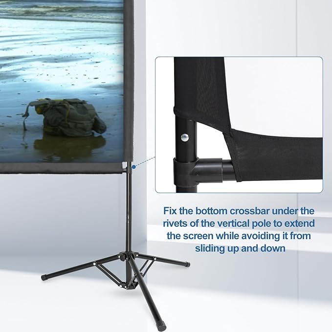 Outdoor Projector Screen with Stand, 120 Inch Portable Projector Screen, Indoor Outdoor Projection Screen 16:9 4K HD Wrinkle-Free Movie Screen with Carry Bag for Backyard Movies Home Theater