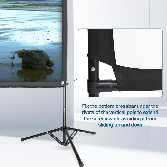 Projector Screen with Stand, Qoolfoto 100 Inch Portable Projector Screen & Tripod, Indoor Outdoor Projection Screen 16:9 4K HD Wrinkle-Free Movie Screen with Carry Bag for Backyard Party Home Theater