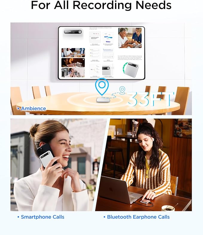 BOYA Notra AI Voice Recorder,Ambient/Phone Call/Bluetooth Capture, AI Transcription&Smart Summary, Support 140+ Languages, 64GB Storage, Magnetic Note Taker for Meetings,Lectures,Interviews(Sliver)