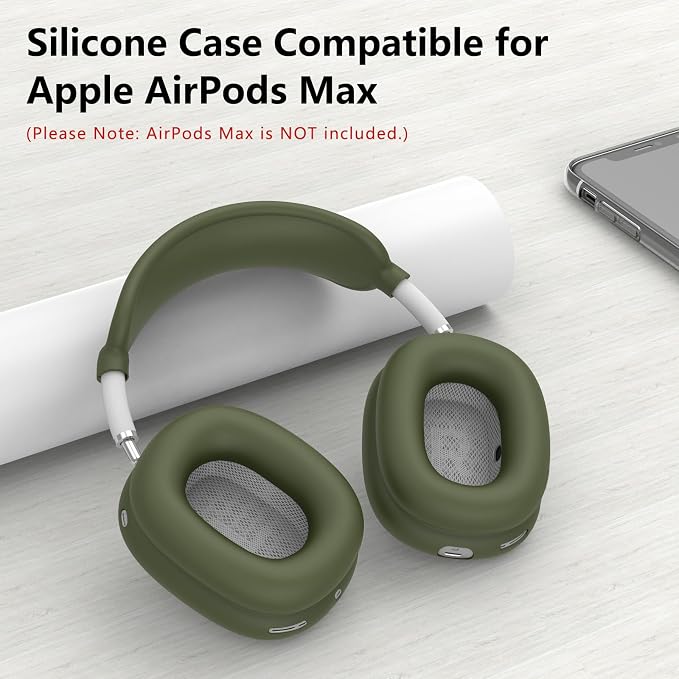 Silicone Case Cover for AirPods Max Headphones,Ear Pad Case Cover/Ear Cups Cover/Headband Cover for AirPods Max 2/1 (2026/2024/2020)(USB-C/Lightning),Accessories for Apple AirPod Max 2, Military Green