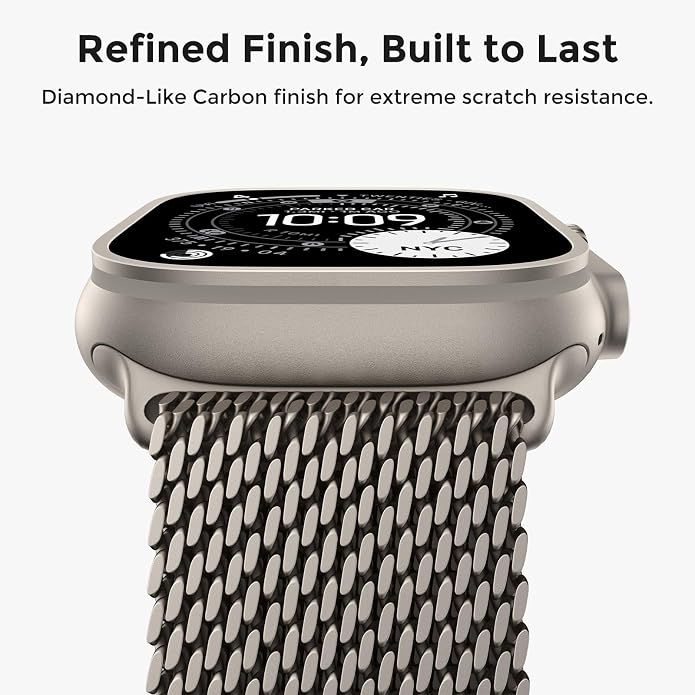 amBand Milanese Loop for Apple Watch Ultra 3/2/1 49mm, Stainless Steel Mesh with Secure Parachute-Style Buckle, Non-magetic Clasp, Breathable & Comfortable Luxury Band for Men