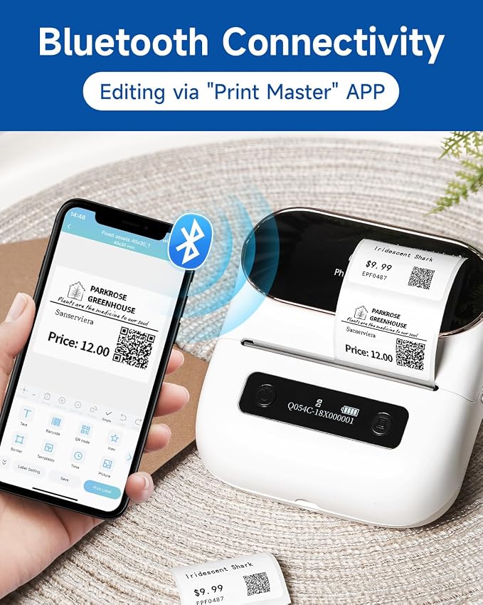 Phomemo M220 Label Maker & 1 Roll Gold Linear Border Label, 2.36"x3.39"(60x86mm)