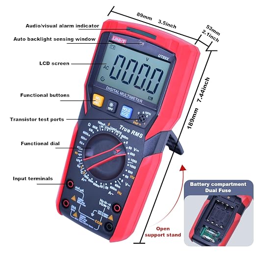 UNI-T UT89X Digital Multimeter Tester, TRMS 6000 Counts AC DC 1000V Multimetro Volt Ohm Meter Automotive Electrical Capacitance Multimeter, Measures Current Temperature NCV Resistance