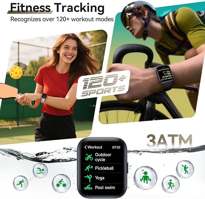 Smart Watches for Men (Android/iPhones), 120+ Sport Modes Fitness Tracker Watch with SpO2/Heart Rate Monitor, Steps/Sleep Tracker, 1.85" HD Smart Watch with Bluetooth Calls/Messages, 3ATM waterproof