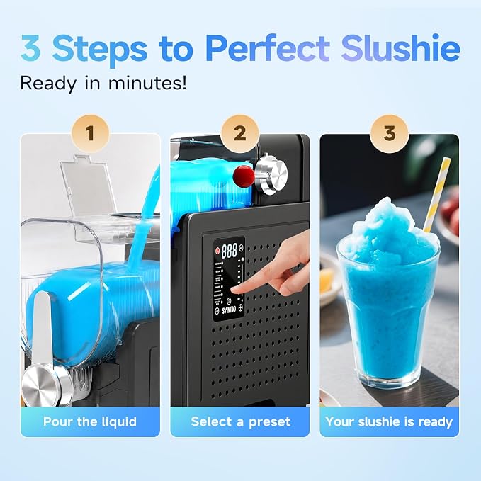 SYINTAO 2-in-1 Slushie & Soft Serve Ice Cream Maker, No-Ice-Needed Frozen Drink Machine with LED Display, 6 Preset Modes, Auto-Clean & Delay Timer – Gift for Family (Black)