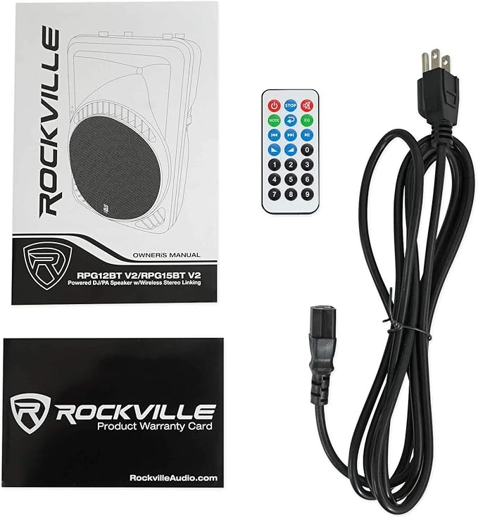 Rockville RPG12BT V2 800W Powered 12" DJ PA Speaker, Bluetooth, Wireless Remote Control, EQ, TWS, for DJs, Musicians, and Live Events