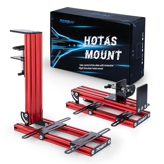 Reashy Hotas Mount, Joystick Mount, Aluminum Flight Stick Desk Mount for Logitech X56, X52, X52 Pro, Thrustmaster T.1600M, TCA, T.Flight Hotas One, 4, X, Airbus, VKB Gladiator Nxt (Red)