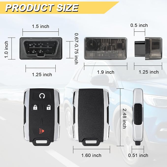 Vurkcy Key Fob Replacement for 2014-2020 Chevrolet Silverado & GMC Sierra/ 15-21 Chevy Colorado &GMC Canyon Car Keyless Entry Remote Control, M3N-32337100, 4 Btn, 2Pcs