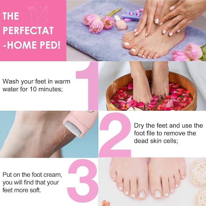 Electric Foot File Callus Remover for Feet - 9pcs Larger Grinding Head&3Speed, Pedicure Kit Foot Scrubber Deadskin Callus Remover, Foot Care Kit Pedicure Tools for Dead Skin Callus Hardskin Dry Cracks