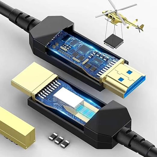 Fiber HDMI Cable 50ft 4K 60Hz, Fiber Optic HDMI Cable 2.0b HDR10, ARC, HDCP2.2, 3D, 18Gbps Subsampling 4:4:4/4:2:2/4:2:0 Slim and Flexible HDMI Fiber Optic Cable