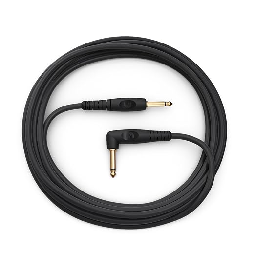 D'Addario Guitar Cable - Guitar Lead - Shielded Ends - 1/4 Inch Male to 1/4 Inch Male - Custom Series - 10 Feet/3.05 Meters - Straight End/Right Angle - 1 Pack