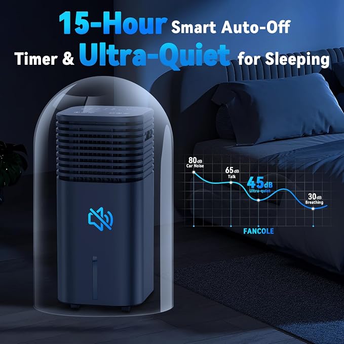 FANCOLE Windowless Portable Air Conditioners with 4Modes & 3Speeds, 15H Timer for Smart Auto-off, 2Gal Tank for 20H Cooling, Evaporative Air Cooler 17 FT Remote, 120° Swing Swamp Cooler No Hose Needed