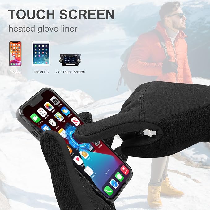 Heated Glove Liners for Men & Women, Thin Flexible Rechargeable Electric Gloves with Long-Lasting Battery for Typing