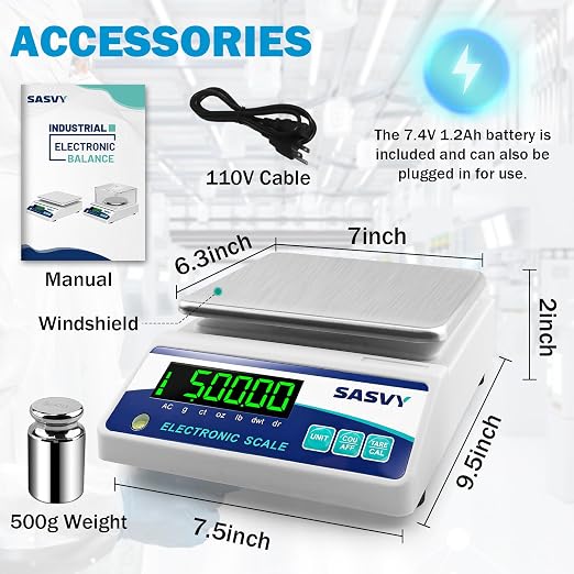 Lab Scale 6000g x 0.01g Scientific Scale g/oz/ct/lb/dr/DWT High Precision Digital Electronic Analytical Balance for Jewelry Kitchen Laboratory School, Includes 500g Calibration Weight&Battery