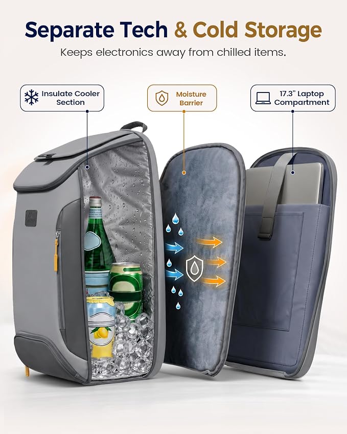MATEIN HER Cooler Backpack for Women with Hook-and-Loop Top Lid, Leakproof Backpack Cooler 30 Cans with Insulated Can Sleeves, Waterproof Soft Lunch Bag for Beach Picnic Camping Travel Fits 17" Laptop