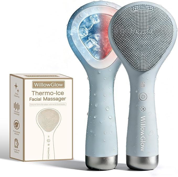 Face Scrubber, Thermal & Cooling Modes, Face Brush, Deep Pore Cleansing, Silicone Face Scrubber, Electric Sonic Vibrations, Facial Cleansing Brush, Waterproof Home Spa & Travel Skincare
