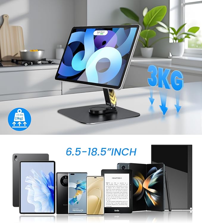 Adjustable Portable Magnetic Monitor/iPhone/Tablet Stand Magnetic Quick-Release - Foldable 10.1 10.5 11 11.6 12 12.5 15.6 17 17.3 18 18.5 inch Portable Monitor iPad Air mini Pro Samsung POS, Kindle
