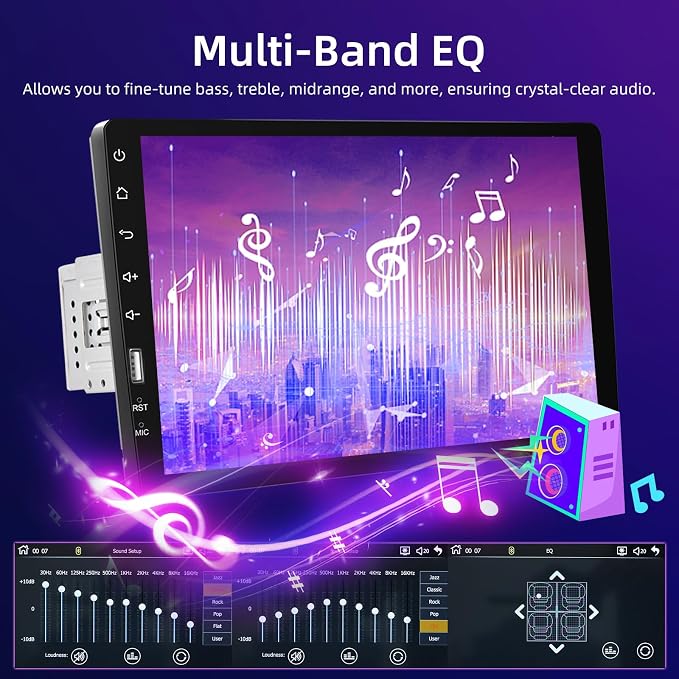 9inch Single Din Touchscreen Car Stereo Compatible with Apple Carplay and Android Auto, Bluetooth Car Radio with Backup Camera