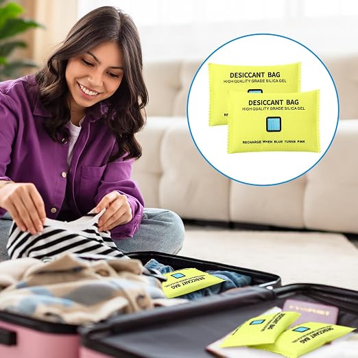 Threlaco 15 Pack 100 g Rechargeable Desiccant Packs Silica Gel Desiccant Moisture Absorbing Bag for Storage Reusable Car Dehumidifier Bag Bin Indicating Silica Gel Packet for Home (5 x 3.5 Inches)