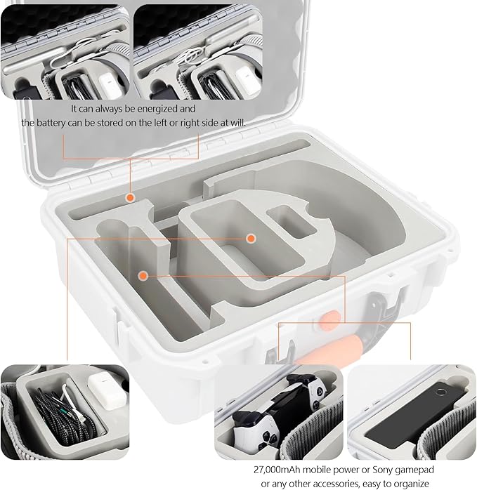 AMAZEAR Hard Case for Apple Vision Pro,Perfect for Storing Vision Pro and Battery at Home or While Traveling, Large Capacity Apple VR Waterproof Hard Case, Premium Apple Vision Pro Accessories