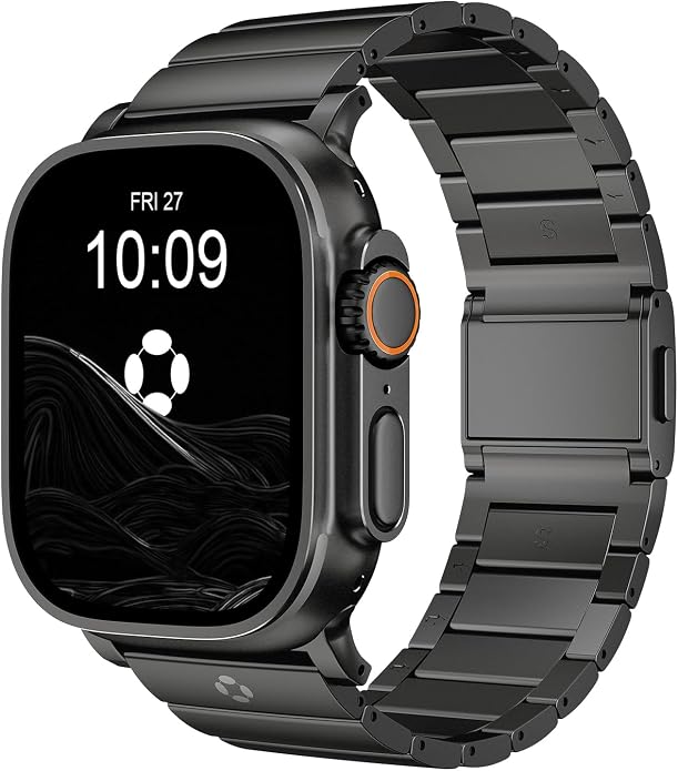 Grade 5 Titanium Band for Apple Watch Ultra 3/2/1 49mm & Series 11/10 46mm,Dual Magnetic Clasp with Adjustable Small Link,Scratch Resistant & Premium Color Matched Metal Band for Men,CRNS02