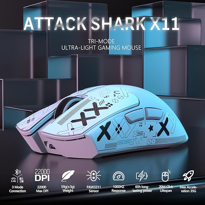 ATTACK SHARK X68HE PRO Rapid Trigger Wireless Gaming Keyboard and X11 Mouse, 8K Polling Rate,Hall Effect Magnetic Switch Keyboard, Tri-Mode Mouse with Magnetic Charging Dock, 22000 DPI for PC Mac