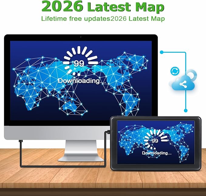GPS Navigator for Truck Car, Truck GPS Commercial Drivers, 7'' Semi Trucker Navigation Systems with Latest 2026 Maps Free Lifetime Updates, Voice Assist, Speed Limit Warnings, Custom Routing