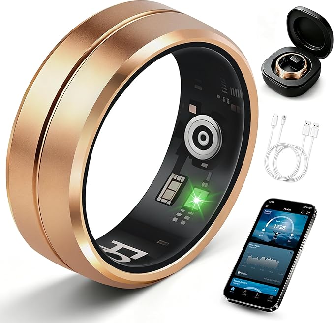 Smart Ring for Women Men, All-New Matte Scratch-Resistant Design, Health & Fitness Tracker for Sleep, Stress & Activity Monitoring, Long Battery Life, Waterproof, No App Fee, Rose Gold 12