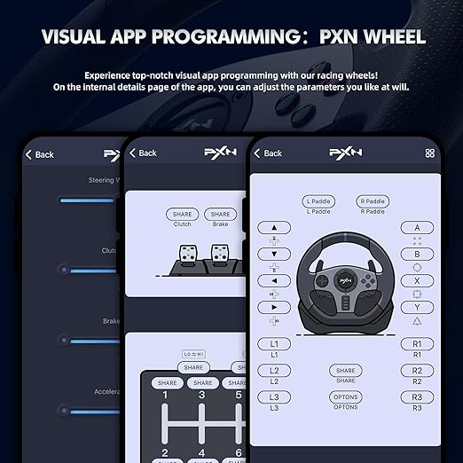 PXN Racing Wheel - Steering Wheel V9 Driving Wheel 270°/ 900° Degree Vibration Gaming Steering Wheel with Shifter and Pedal for PS4, PC, PS3, Xbox Series X|S, Xbox One(V9)